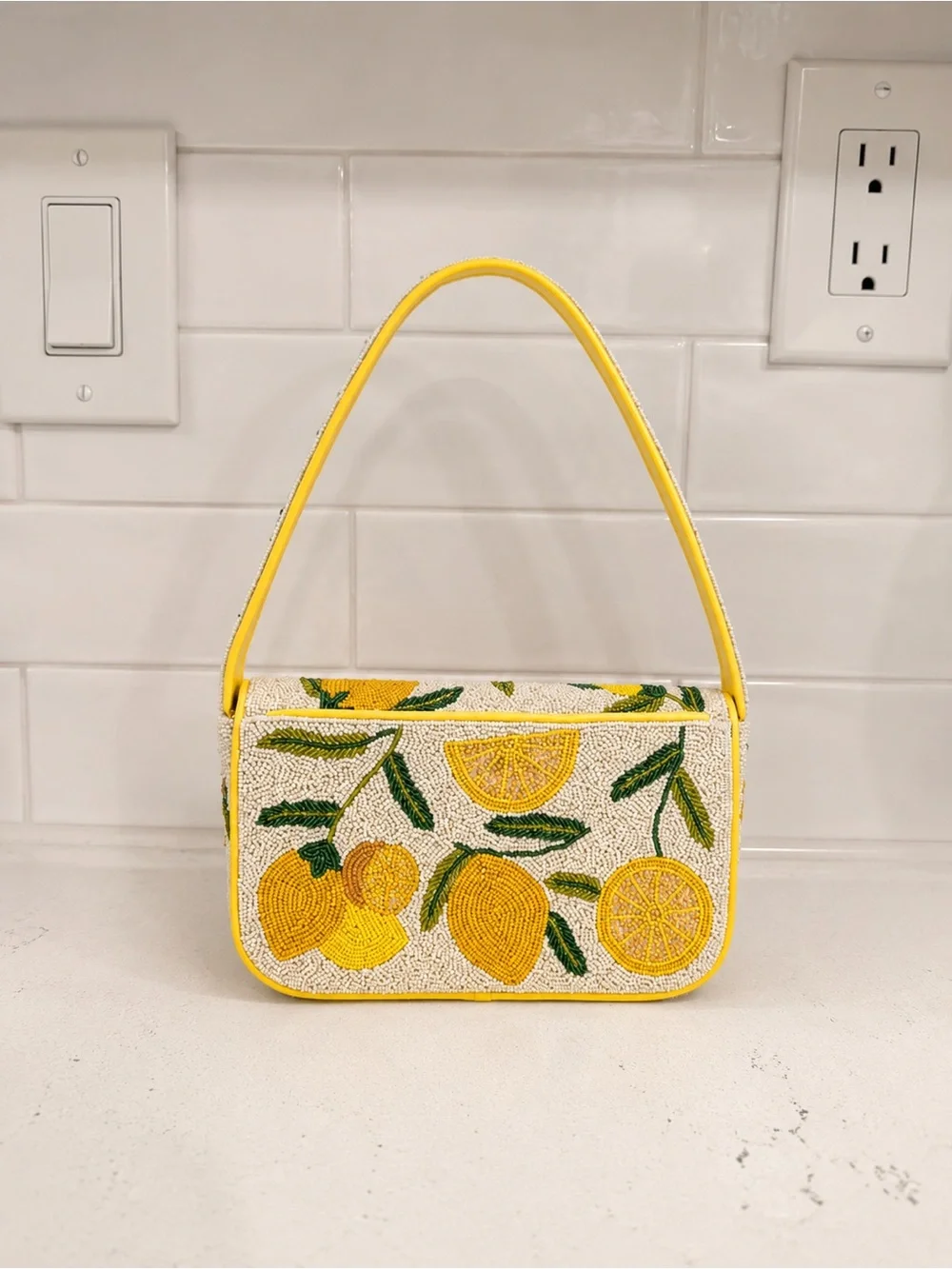 Lemon Beaded Yellow Shoulder Bag America & Beyond